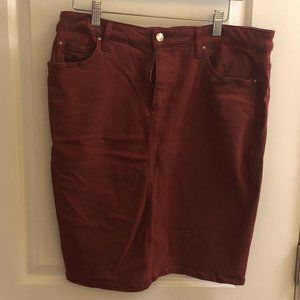 Joe's Jeans Women's Red Knee Length Denim Skirt Size 32